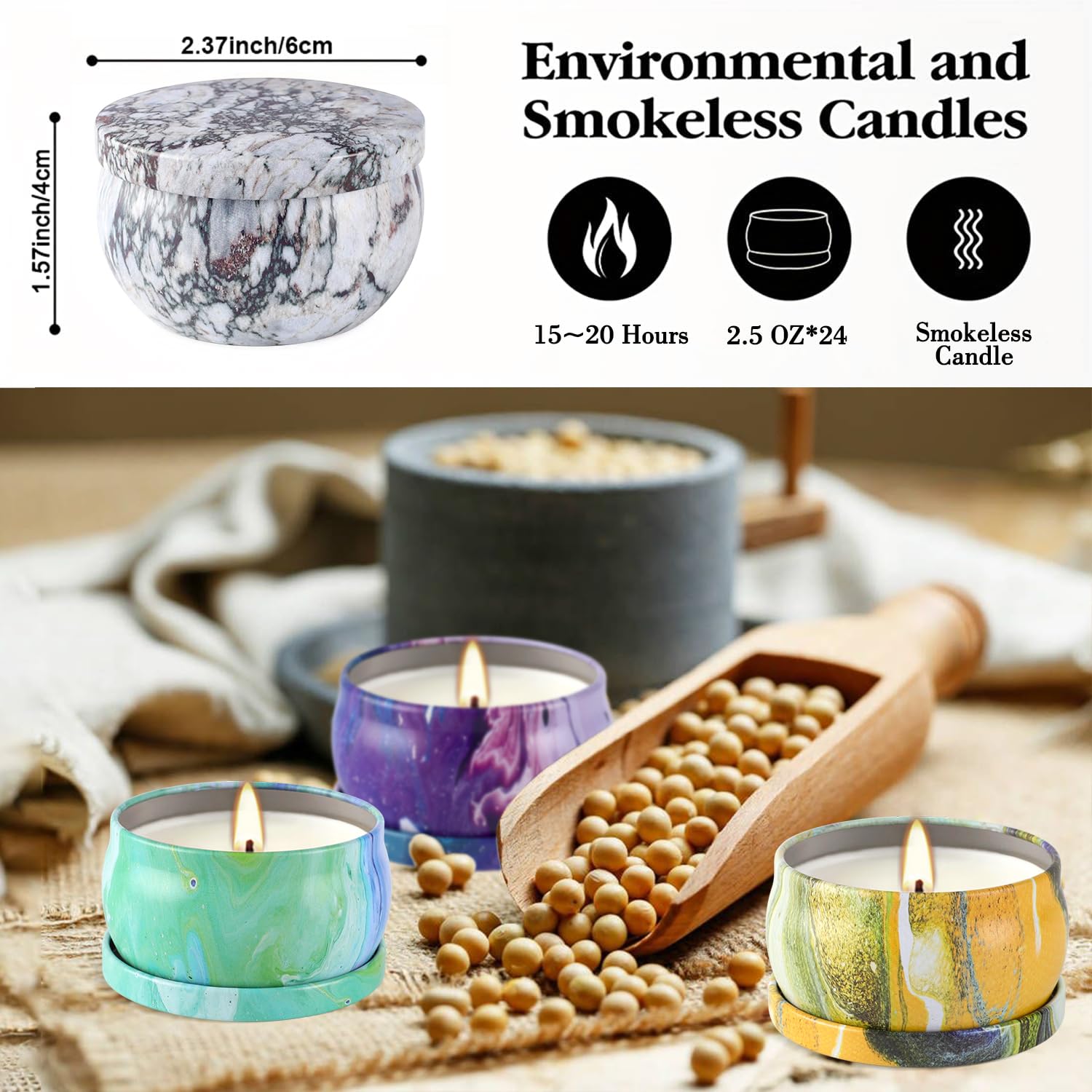 Long-burning 2.5oz Onebird scented candle in tin
