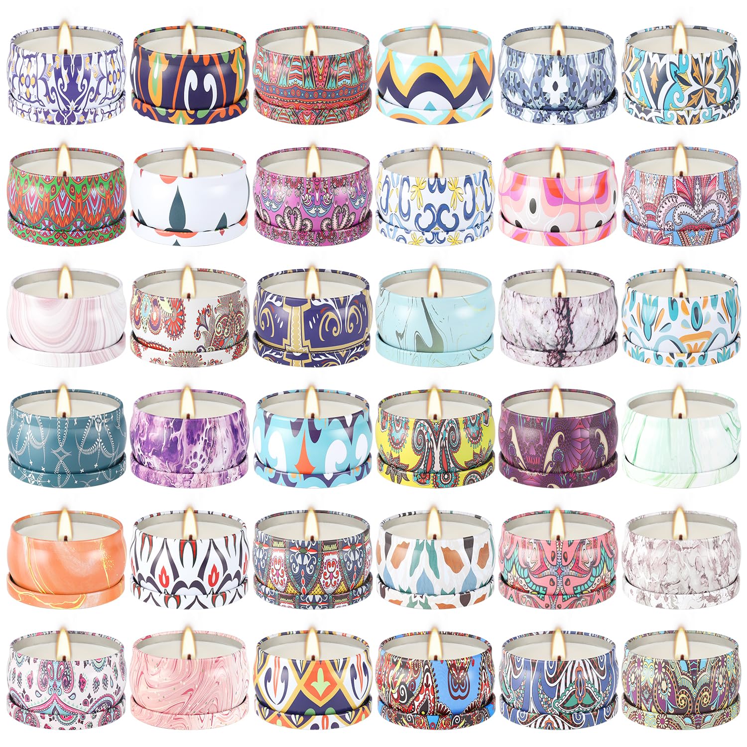Portable tin jar candle with floral print - Onebird gift set