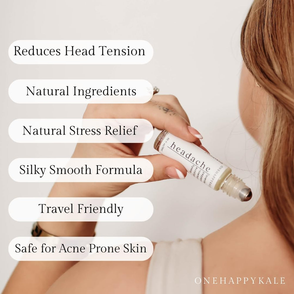 Onehappykale roller application point showing precise, mess-free headache relief