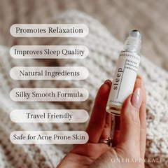 Onehappykale Sleep Roll-On cedarwood bottle encourages spa-like relaxation.