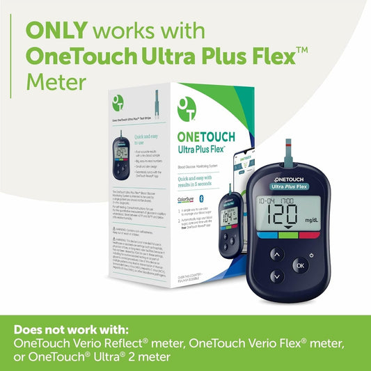 OneTouch Ultra Plus Flex box back detailing contents and usage notes