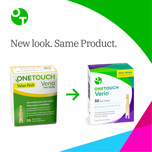 OneTouch Verio 180-count display shows generous supply for ongoing self-testing