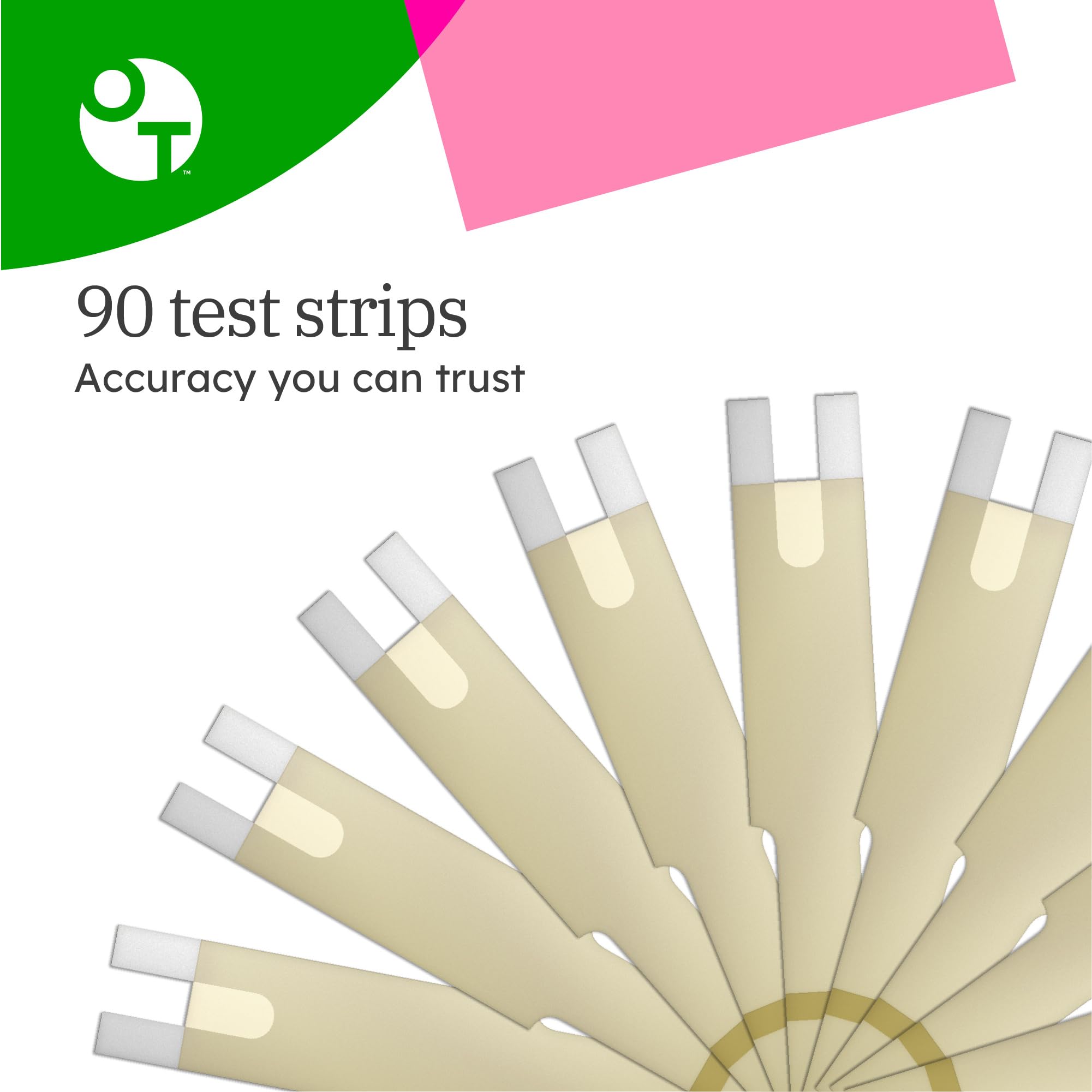 Close-up of Verio strips showing tiny blood sample for fast results