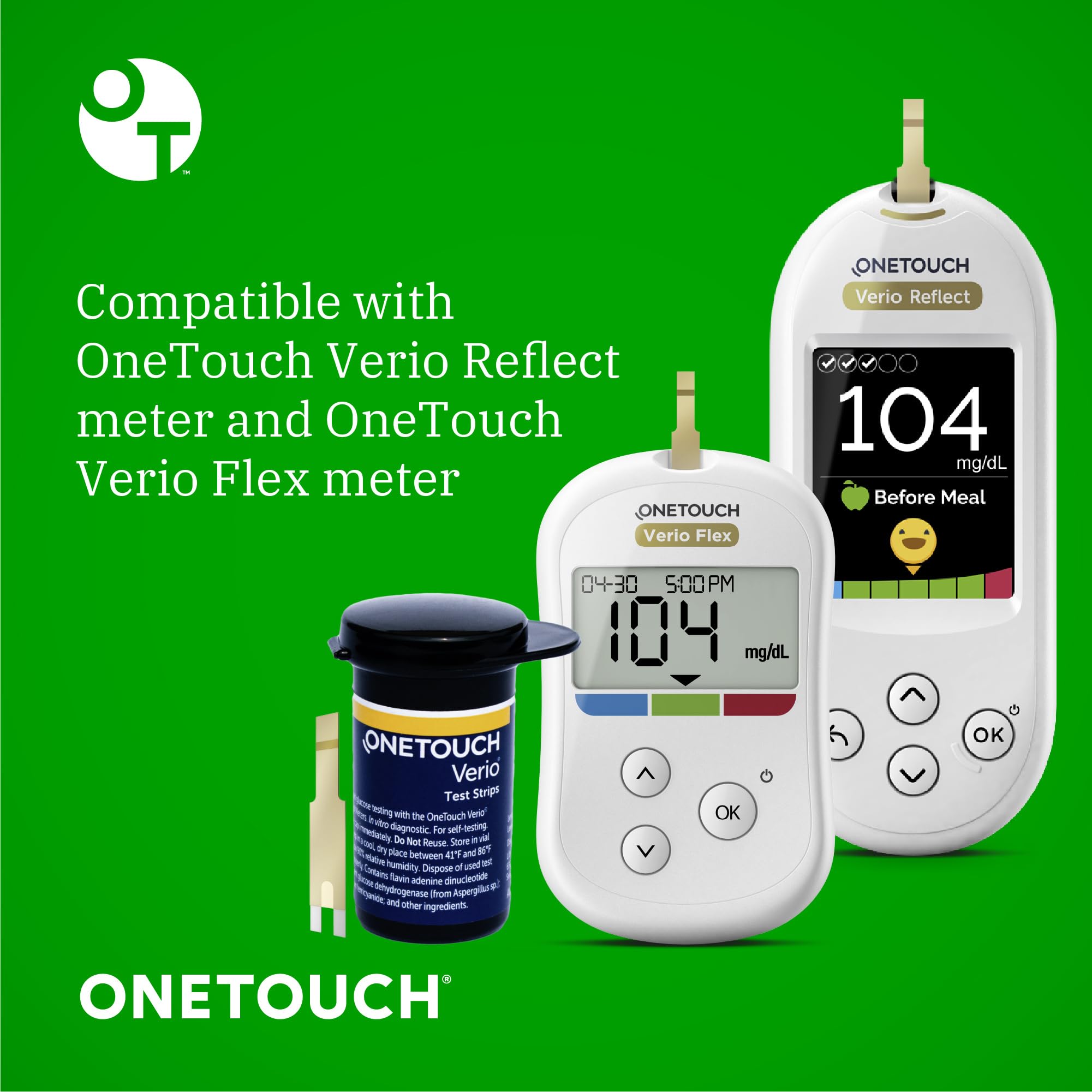 OneTouch Verio test strips no-coding feature illustrated on packaging