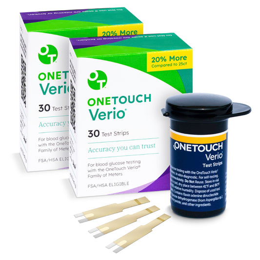 OneTouch Verio value pack 60-count box front for affordable home testing.