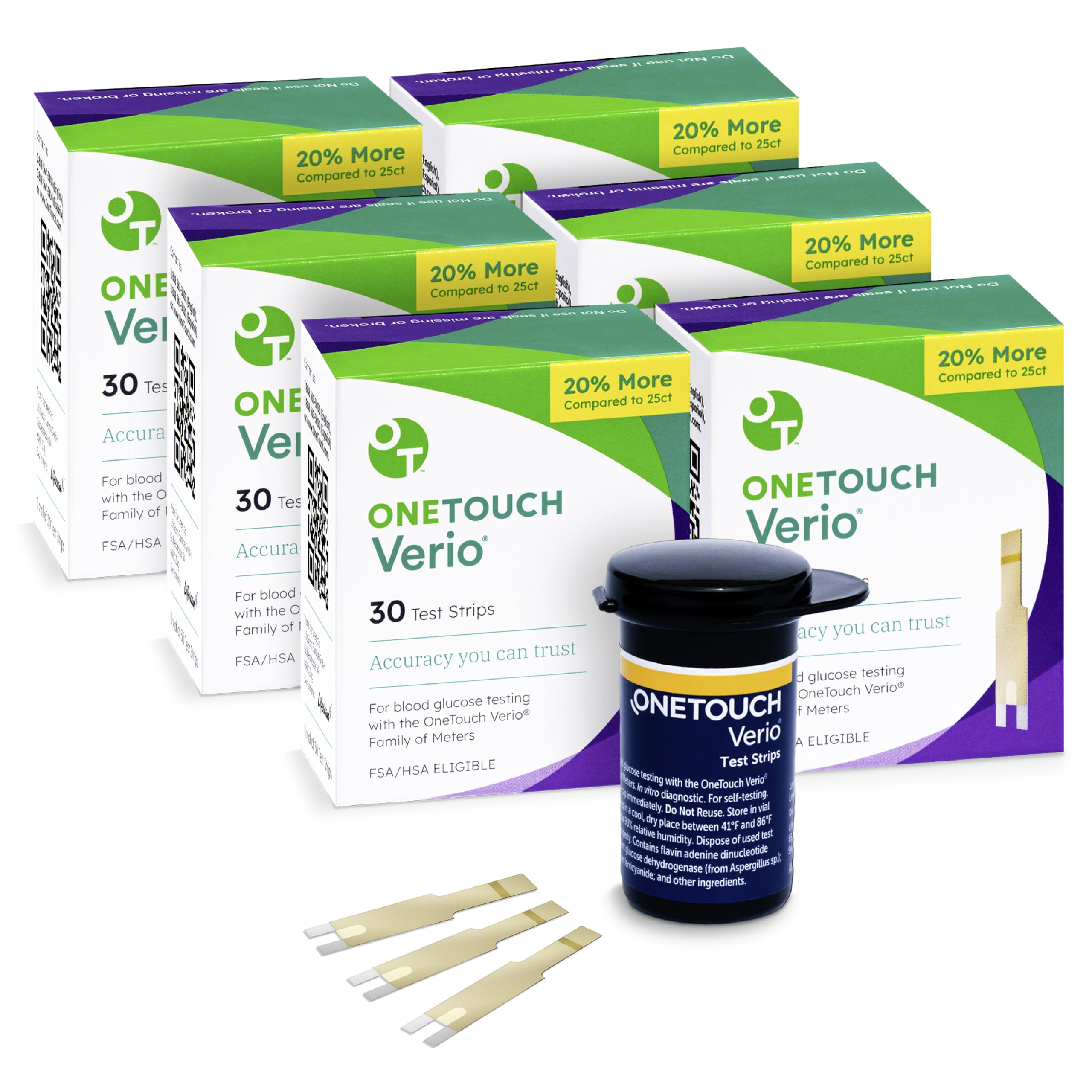 OneTouch Verio test strips value-pack boxes for bulk home glucose testing