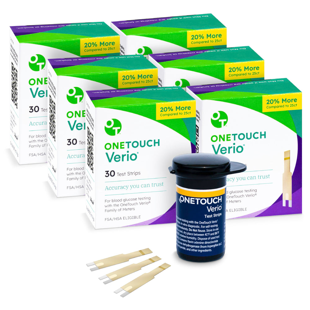 OneTouch Verio test strips value-pack boxes for bulk home glucose testing