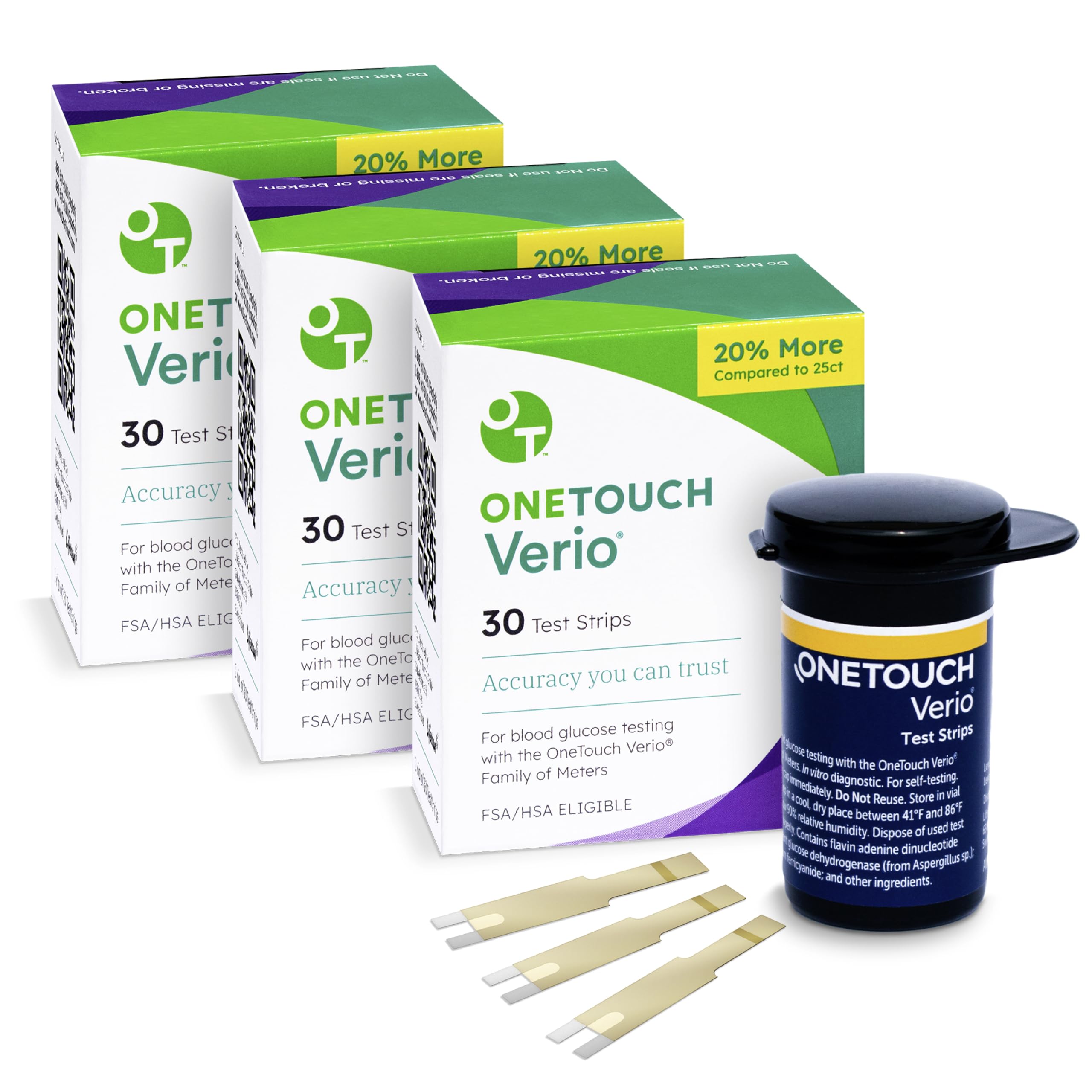 OneTouch Verio test strips value pack front view for quick home glucose checks