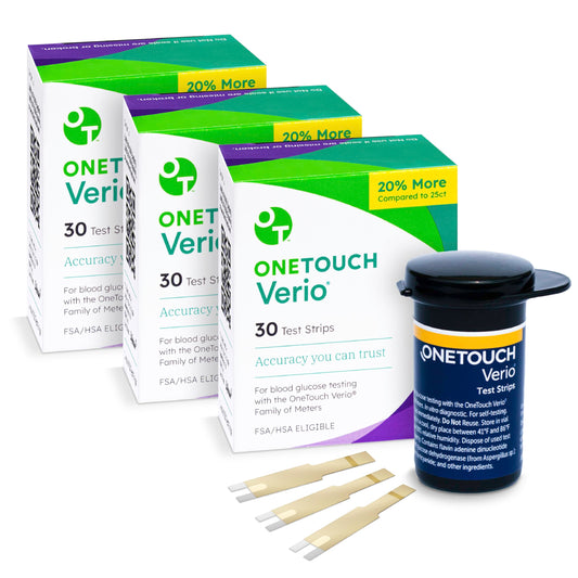 OneTouch Verio test strips value pack front view for quick home glucose checks