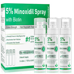 ONIADBA 5% Minoxidil spray bottle for scalp regrowth with fast absorption and non-greasy finish.