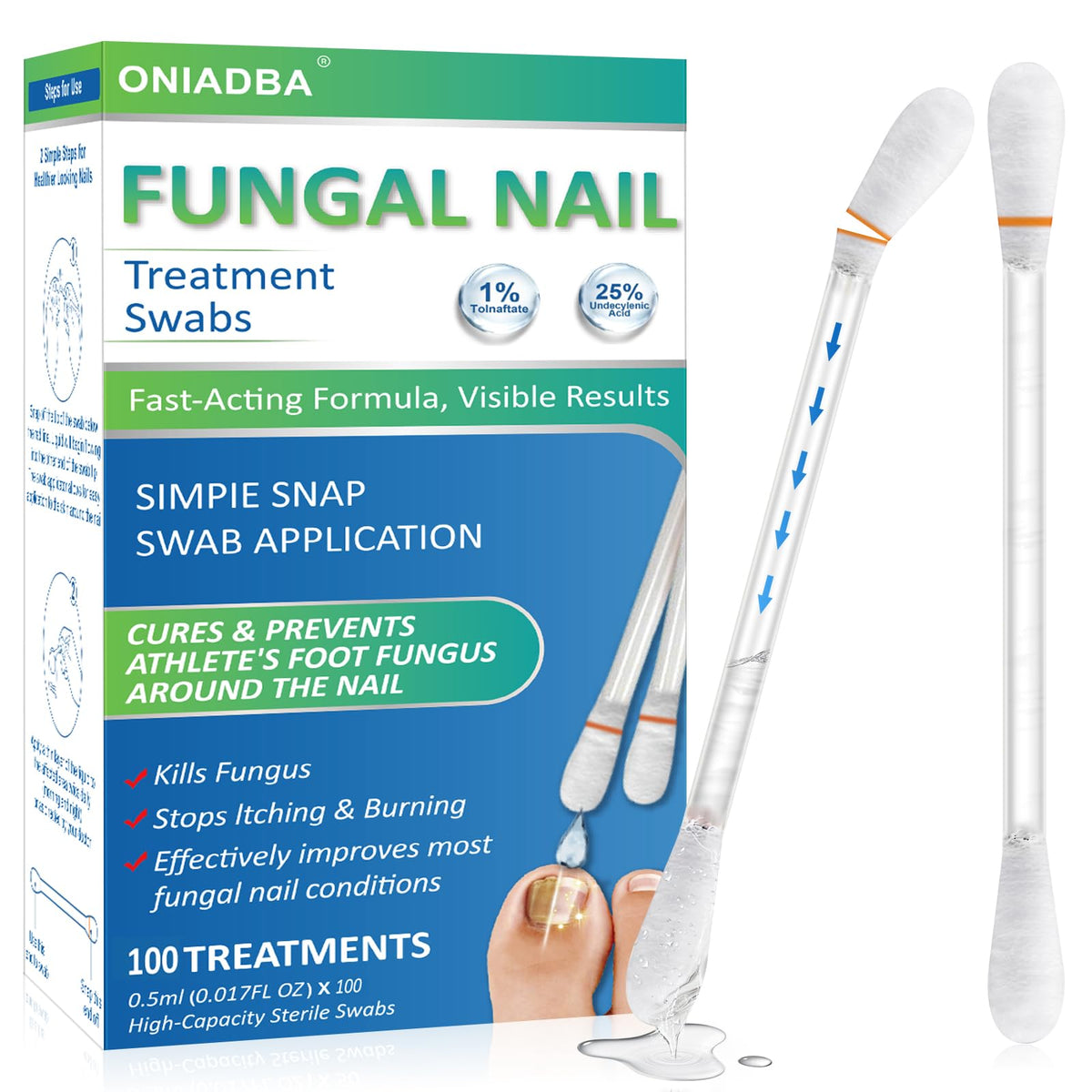 ONIADBA fungal-nail-swabs-box compact at-home treatment targeting fungal growth.