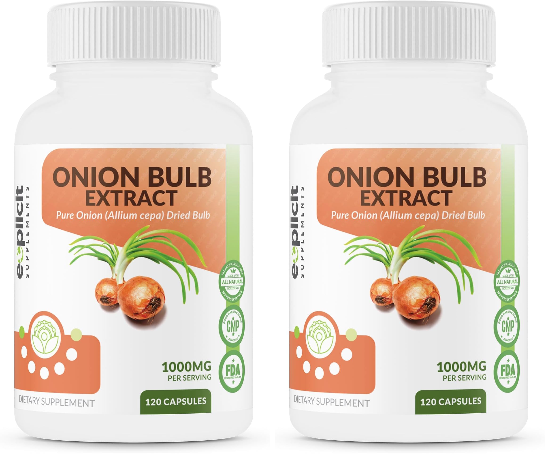 All Natural Onion Extract 1000mg bottle front view