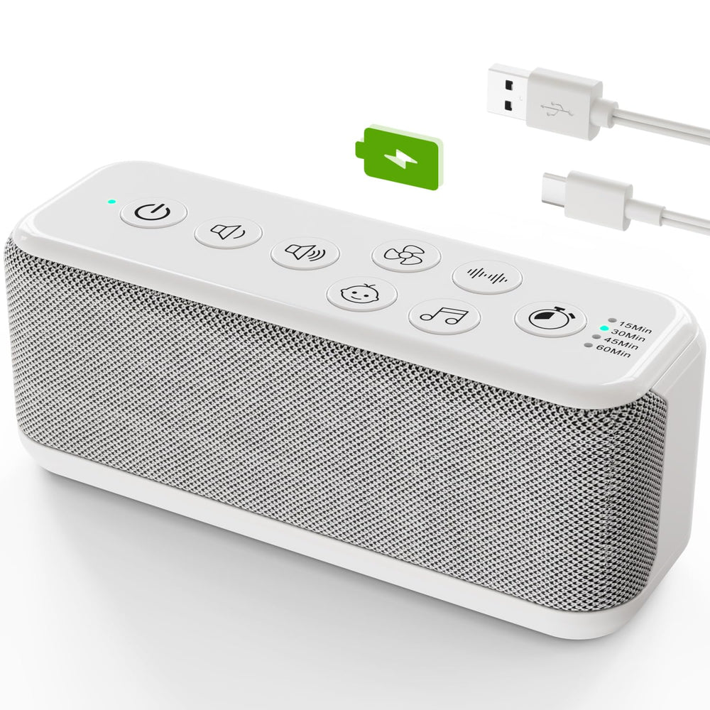 OnLyee white noise machine compact design on a desk for travel use