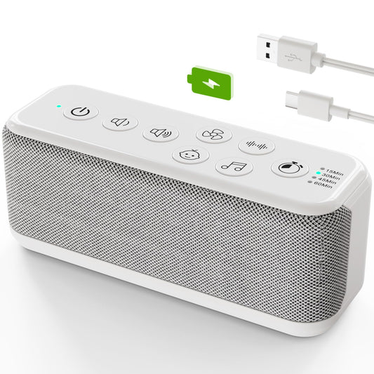 OnLyee white noise machine compact design on a desk for travel use