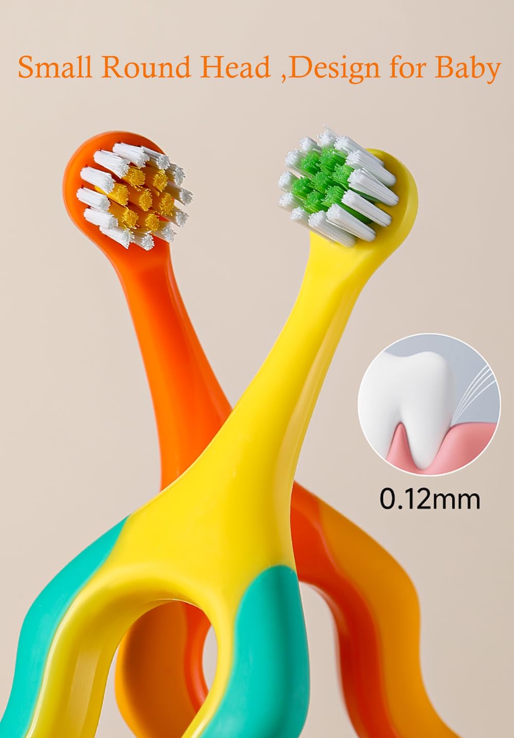 Close-up of small brush head suitable for 0-3 years