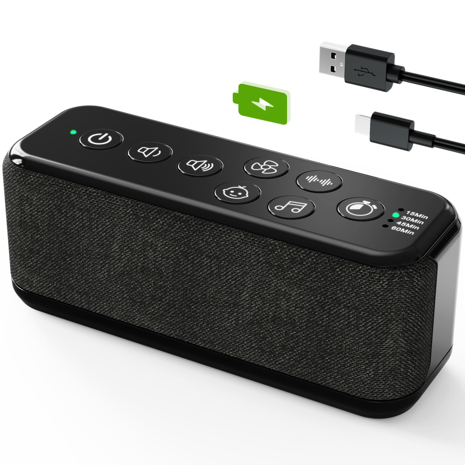OnLyee portable white noise machine front view, a compact sleep aid for travel.