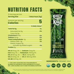 OnlyKale Kale Powder packaging back with nutrition info
