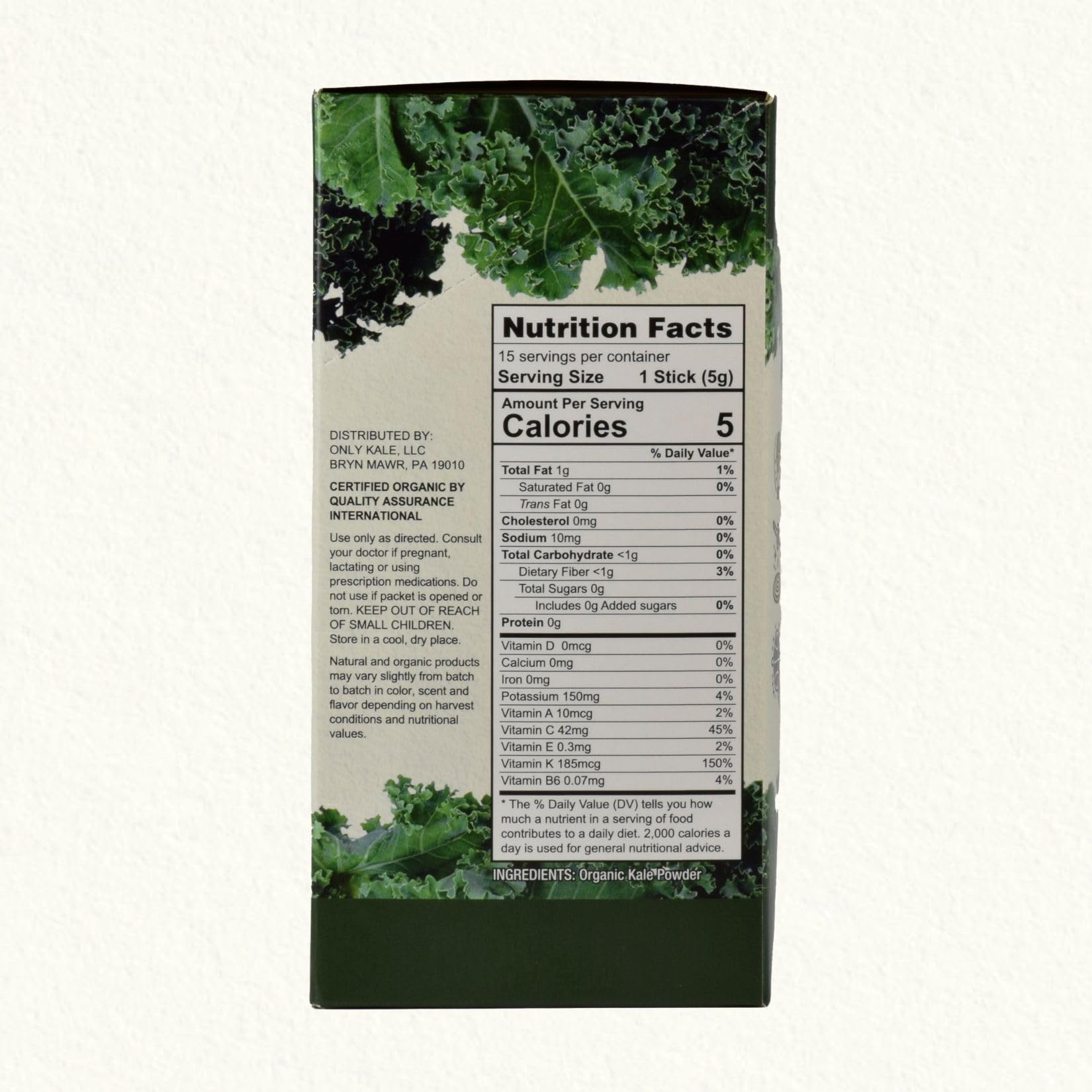 USDA Organic seal on OnlyKale Kale Powder packaging