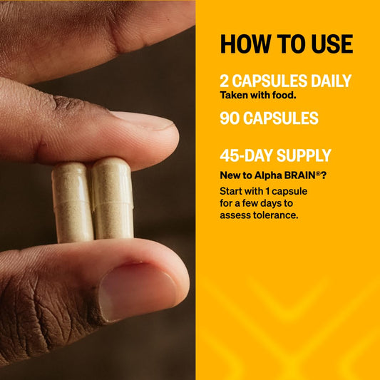 Side view of ONNIT Alpha BRAIN 90-count bottle