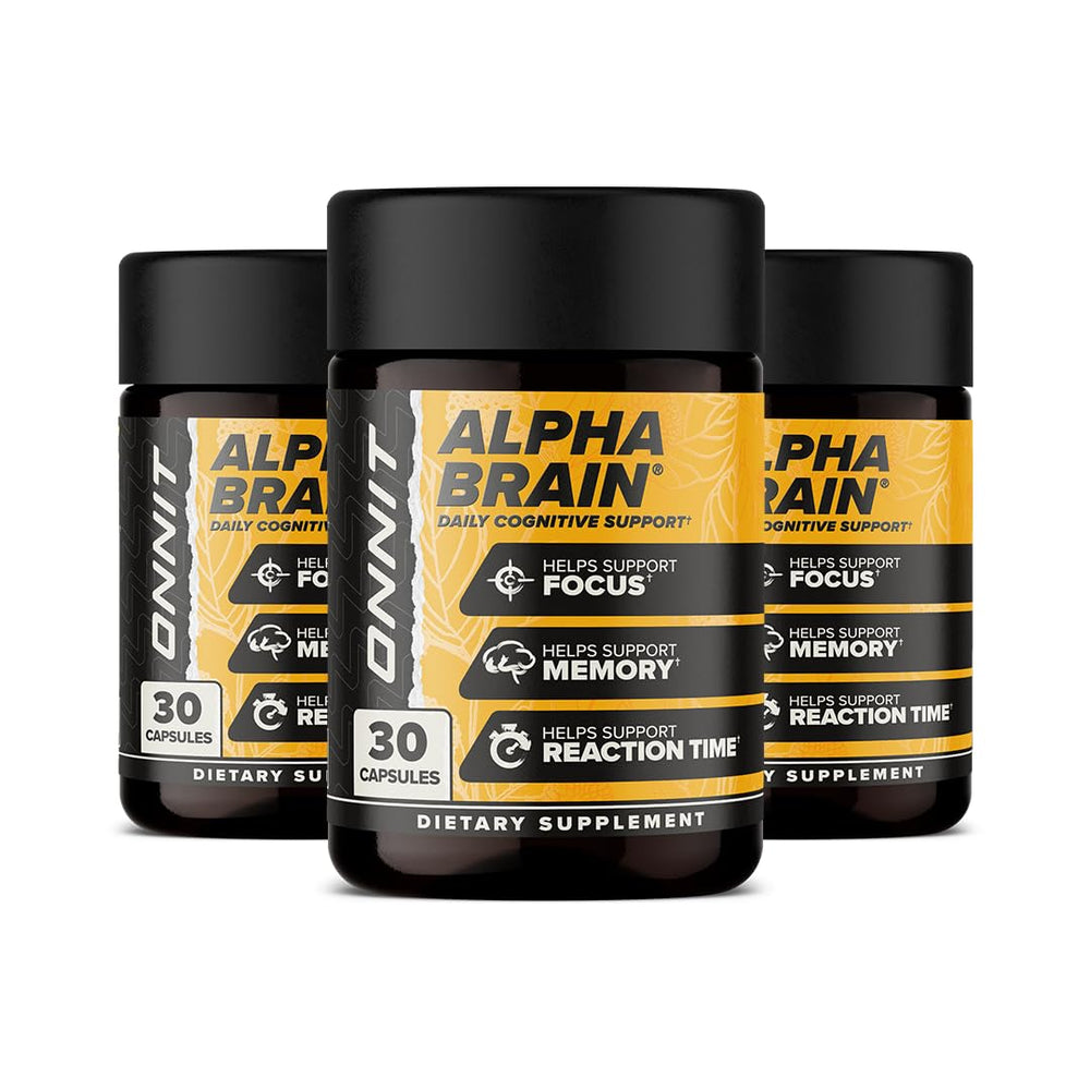 ONNIT Alpha Brain bottle front view for daily cognitive support