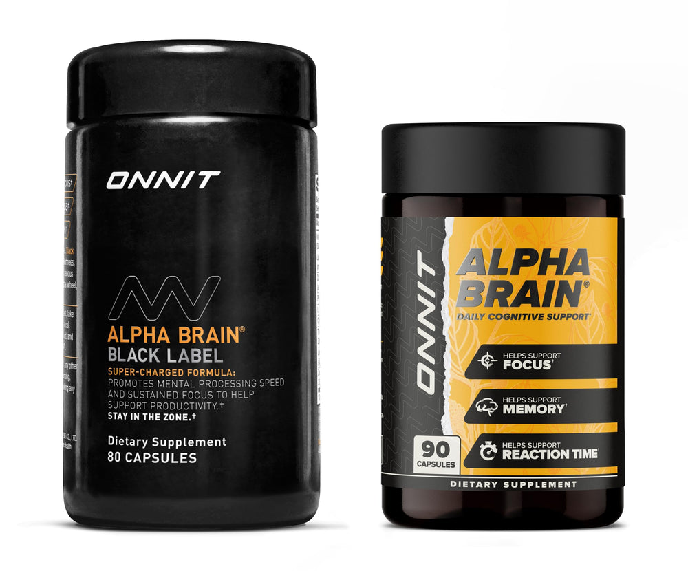 ONNIT Premium Alpha Brain Bundle – Alpha Brain 90ct + Black Label 80ct – Nootropic brain supplements for focus, memory and cognitive performance