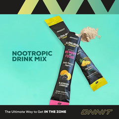 Packet detail showing powder texture of Alpha Brain Instant Pineapple Punch