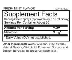 Back panel of ONNIT Melatonin spray showing sugar-free and Stevia information