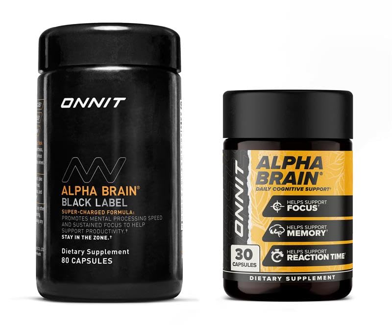 ONNIT Premium Alpha Brain Bundle – Alpha Brain 30ct and Alpha Brain Black Label 80ct