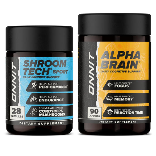 ONNIT Premium Alpha Brain Bundle - Alpha Brain 90ct and Shroom Tech Sport 28ct