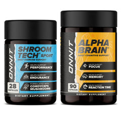 ONNIT Premium Alpha Brain Bundle - Alpha Brain 90ct and Shroom Tech Sport 28ct