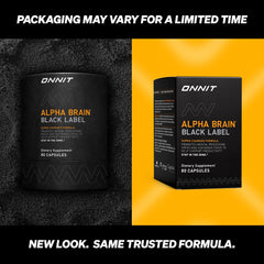 Back of ONNIT Alpha Brain Black Label 80ct bottle