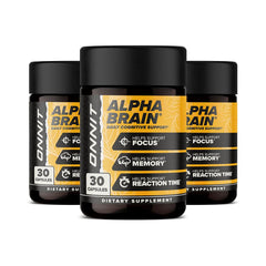 Front view of ONNIT Alpha Brain bottle
