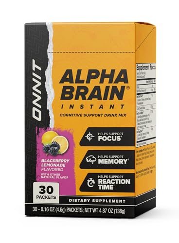 Back packaging with nutrition facts of ONNIT Alpha BRAIN Instant Blackberry Lemonade