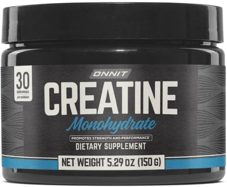 Front view of ONNIT Creatine Monohydrate Powder tub - 5.29 oz, 30 servings