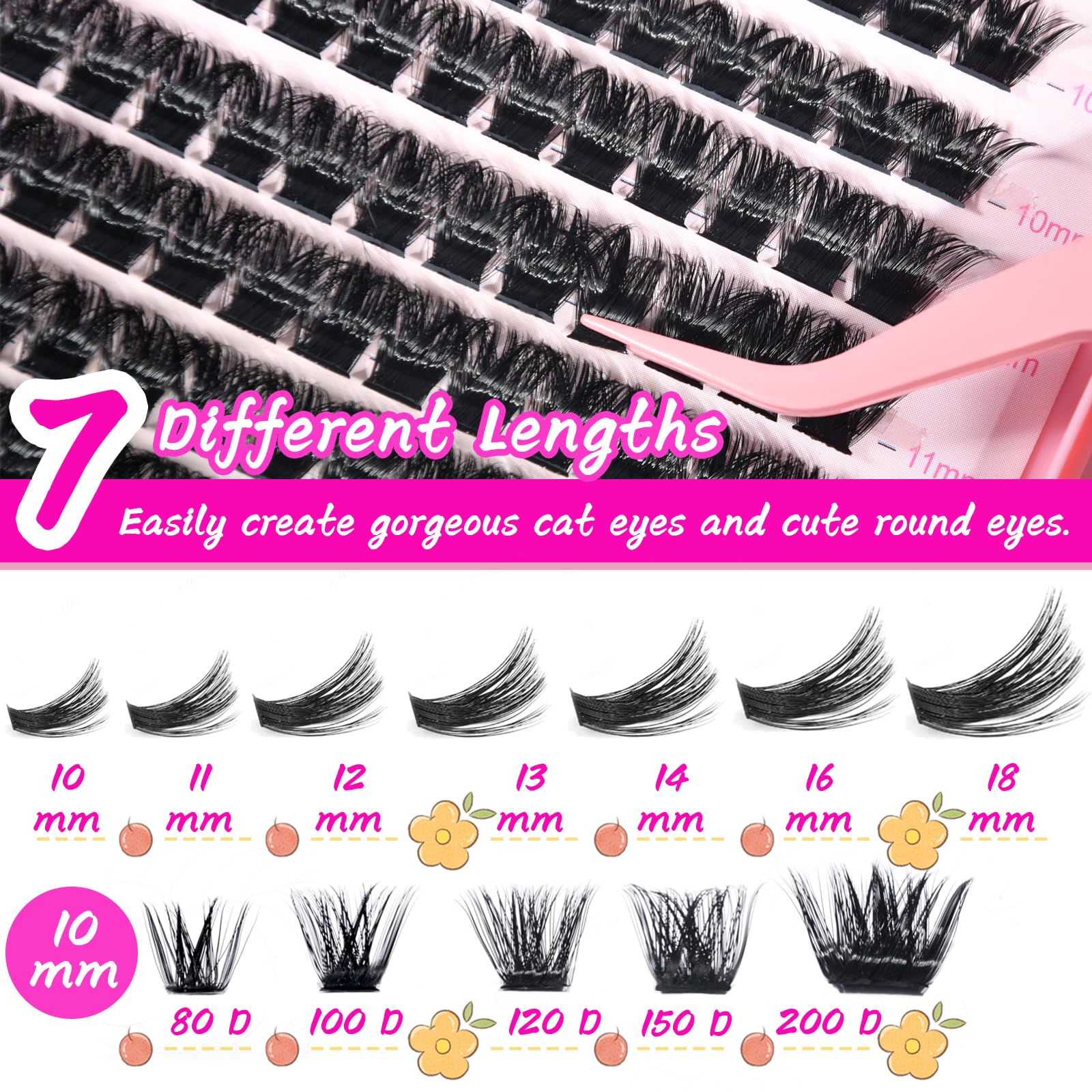 OOPPOO D Curl lash clusters for defined curl and shape