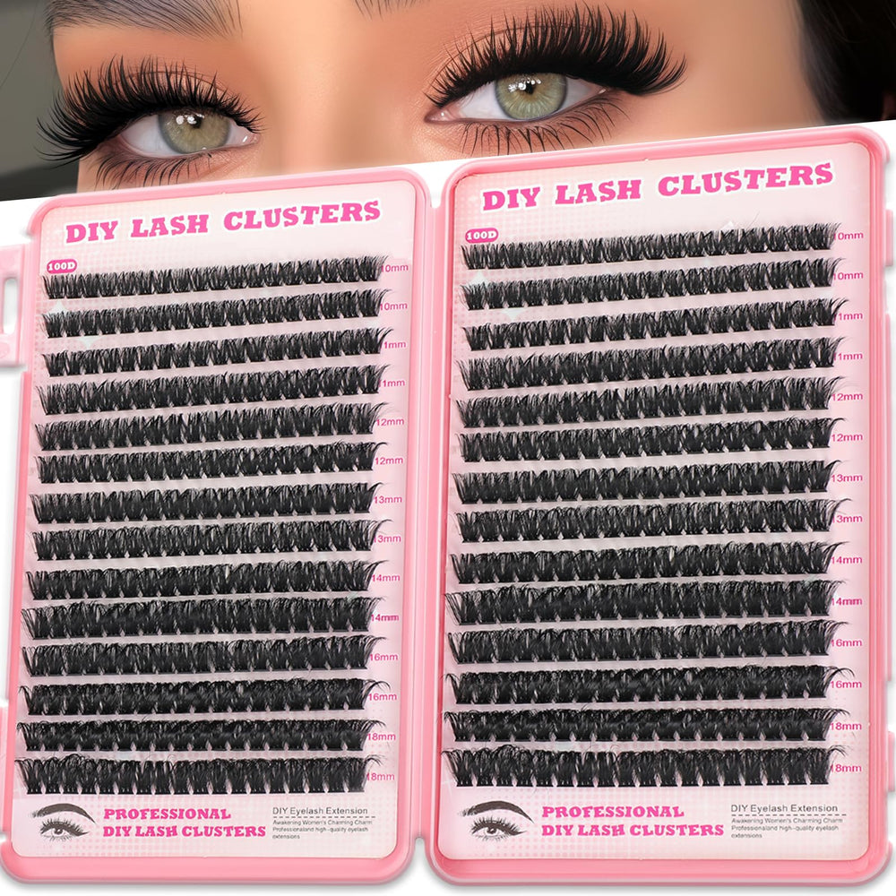 OOPPOO Manga Lash Clusters 100D-10-18mm dense look for dramatic definition.