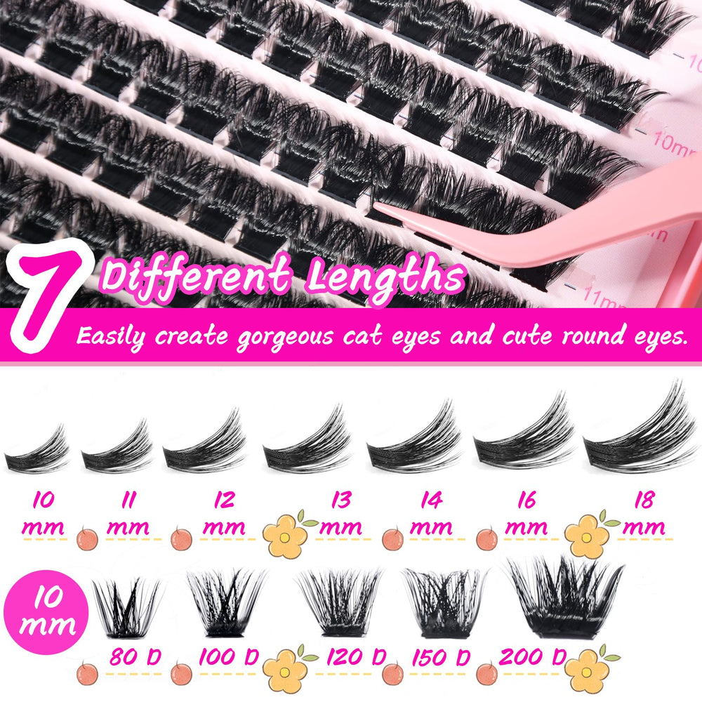 OOPPOO Manga Lash Clusters lengths from 10 to 18 mm for versatile styling.