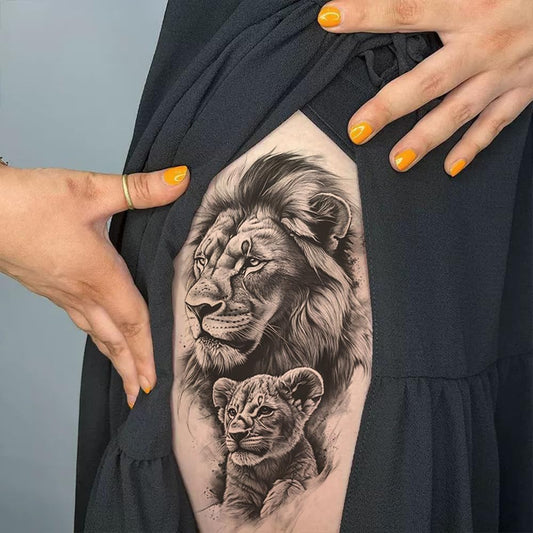 Oottati wolf tattoo design on leg for crisp realism and daily wear