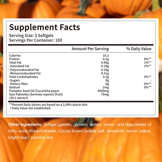 OOUUEEOO Pumpkin Seed Oil 4000mg Softgels bottle with label
