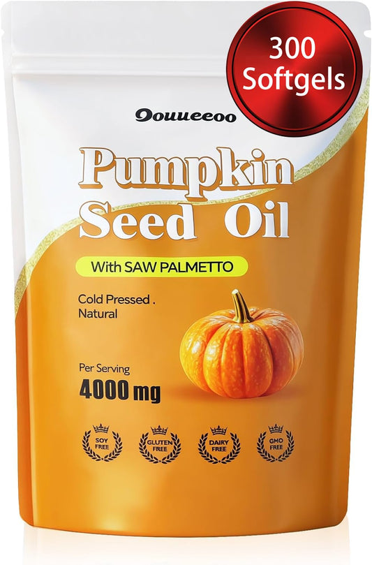 Front view of OOUUEEOO Pumpkin Seed Oil 4000mg Softgels bottle
