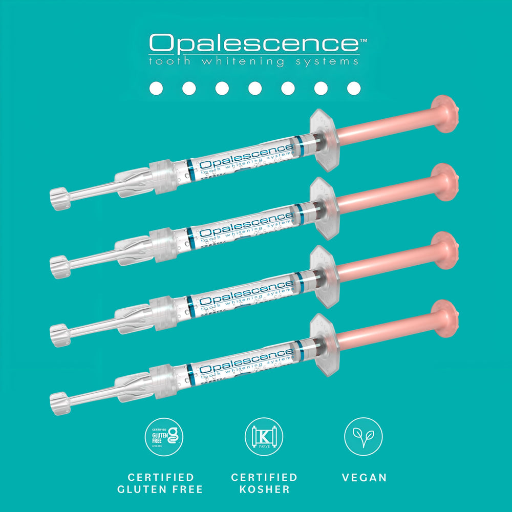 Close-up of Opalescence 10% whitening gel syringes