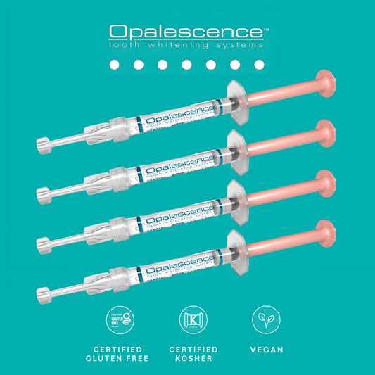 Close-up of Opalescence 10% whitening gel syringes