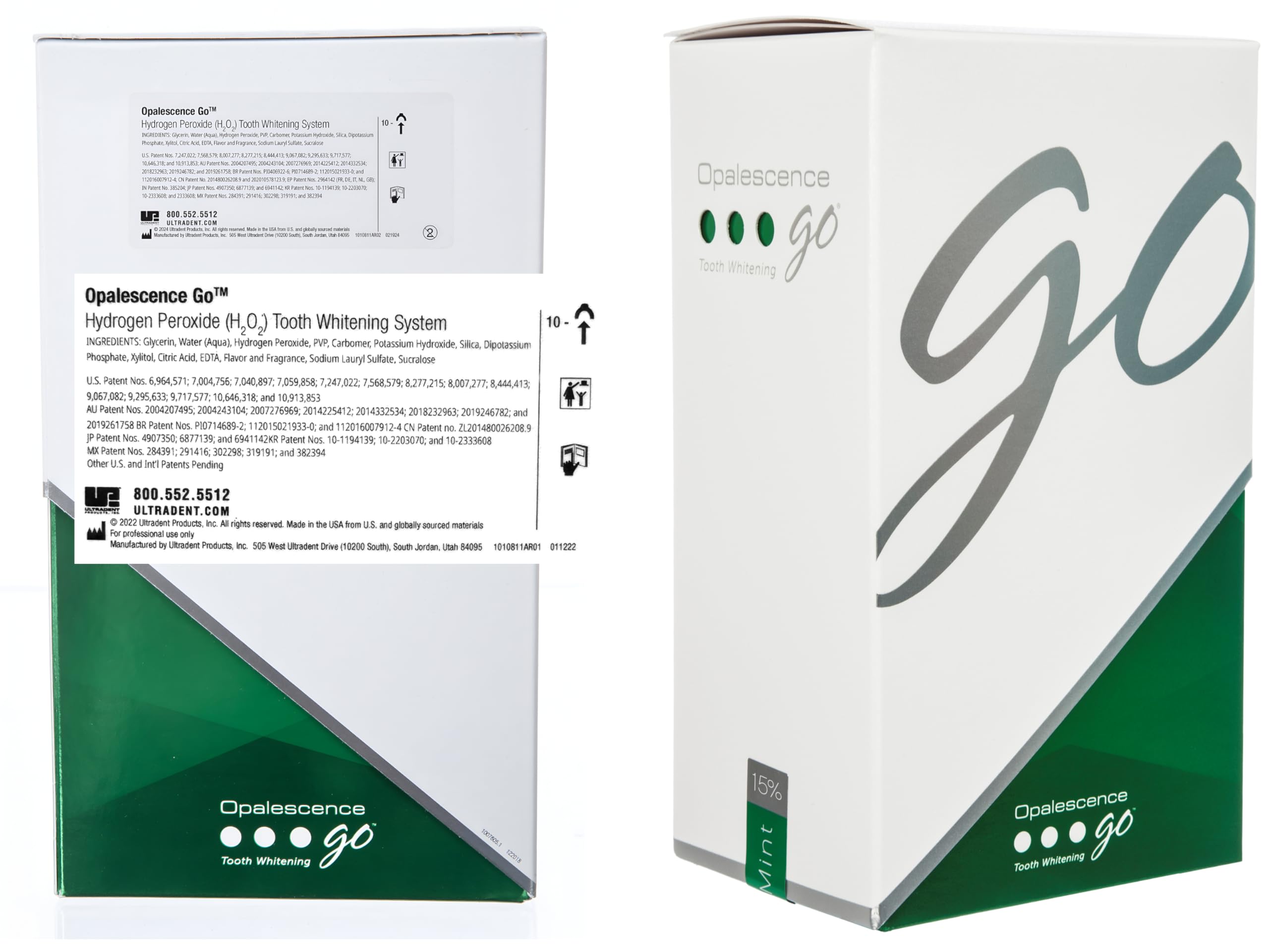 Opalescence Go 10% hydrogen peroxide gel inside prefilled trays