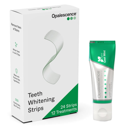 Opalescence Go whitening strips package showing 12 treatments
