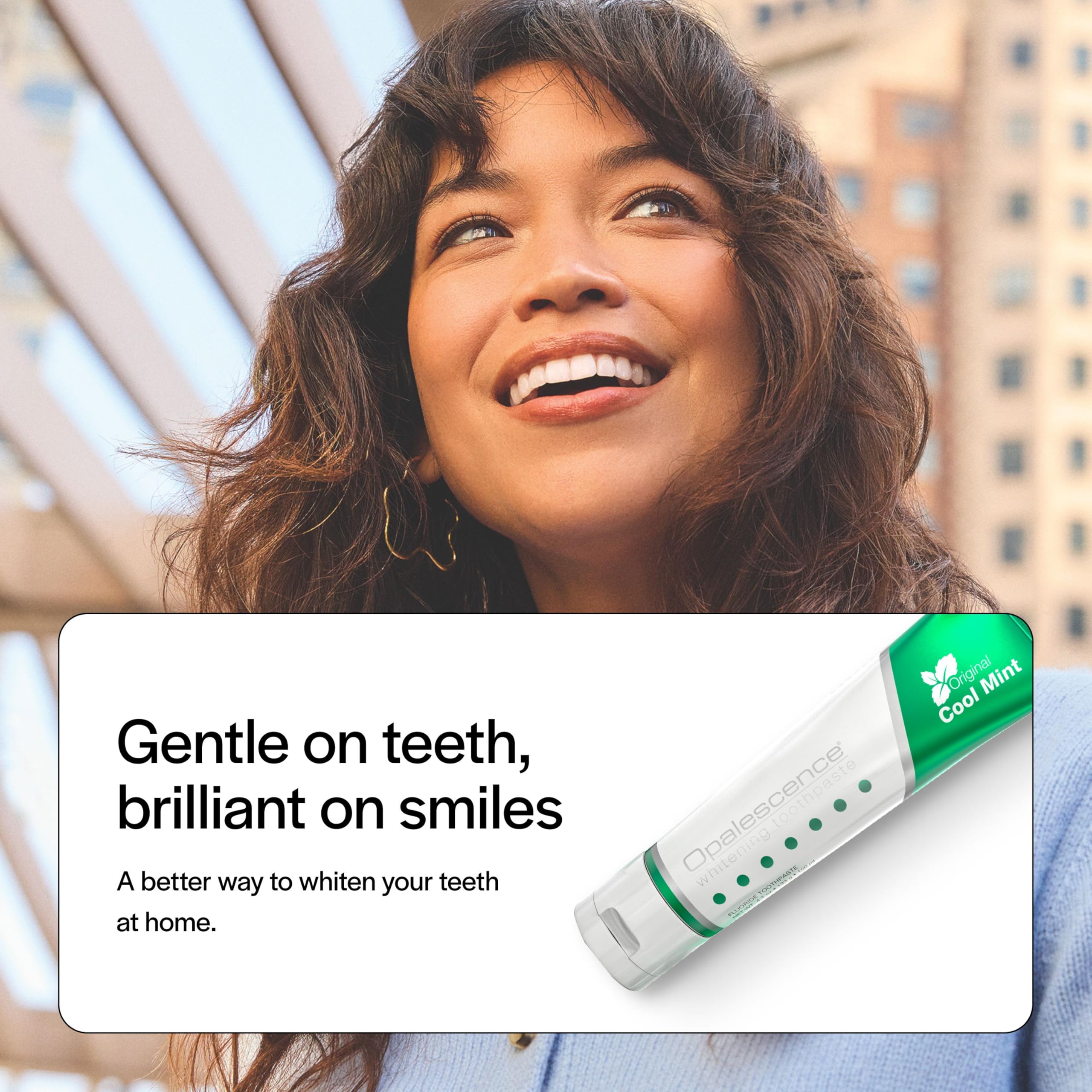 Close-up of Opalescence toothpaste texture and mint