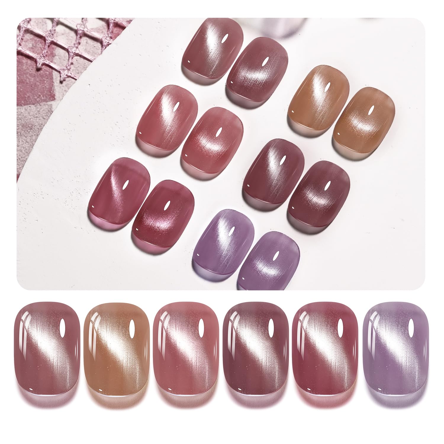 OpenLive Peach Gold Cat Eye polish with magnet for easy cat eye nails.
