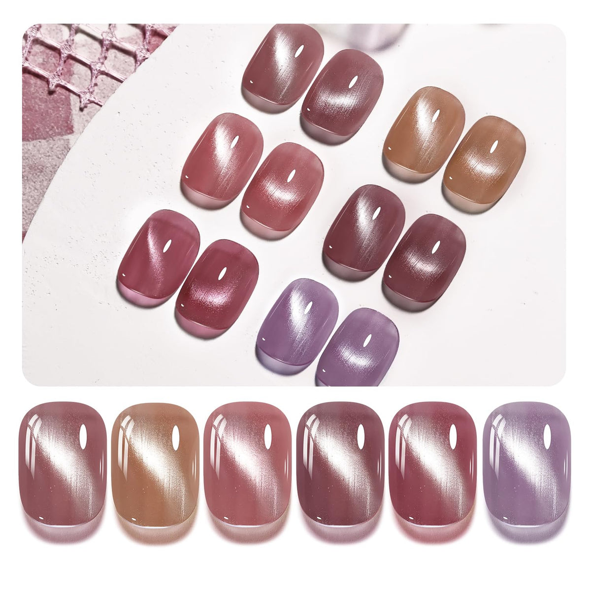 OpenLive Peach Gold Cat Eye polish with magnet for easy cat eye nails.