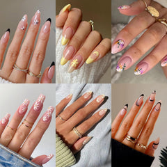OPkssnails Almond Ballet with Daisy nail art for versatile styling