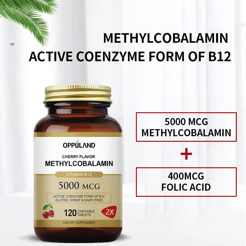 Oppuland Methyl B-12 5000mcg packaging with folate (B9)