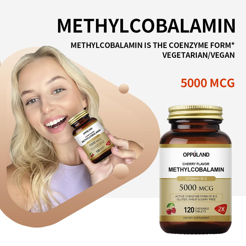 Back of bottle showing 120-count methyl B-12 with folate